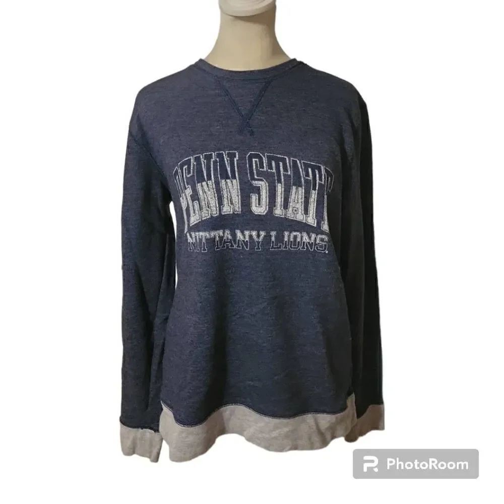 Penn State Women's Blue and Grey Long Sleeve Top Size Small